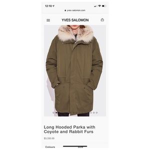 Yves Salomon Mens Long Fur Jacket with Hood